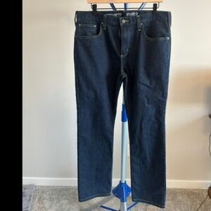 Carhartt Straight Fit Mens Jeans 34x30 Blue Denim Pants Rugged Flex Tapered Leg‎
